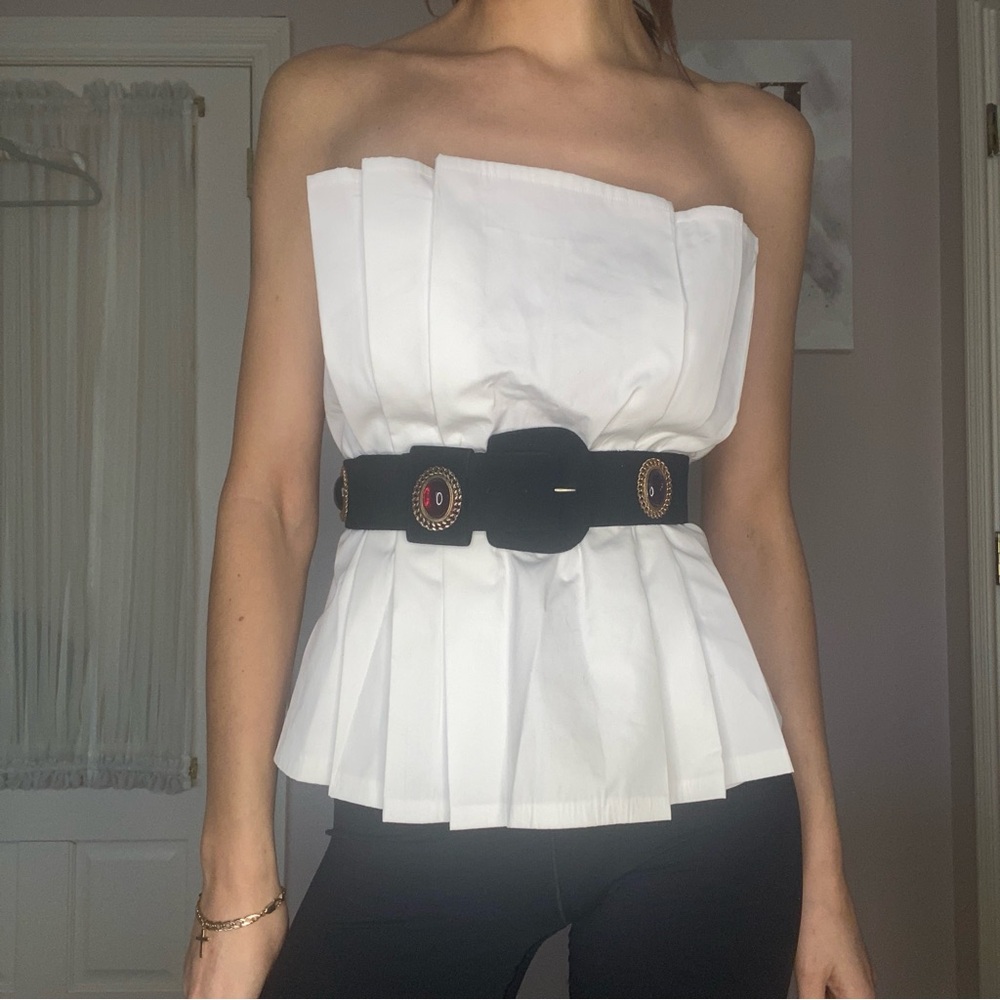 White strapless top